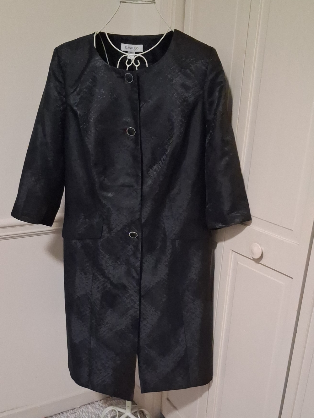 Danillo Black Textured Trench Coat